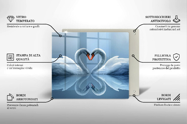 Tűzhelyvédő üveglap Két hattyúszív