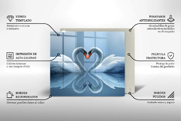 Tűzhelyvédő üveglap Két hattyúszív