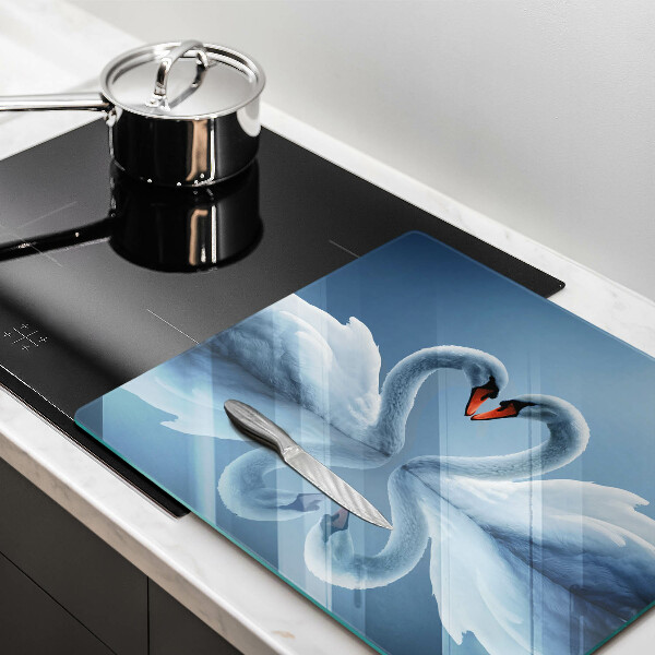 Tűzhelyvédő üveglap Két hattyúszív