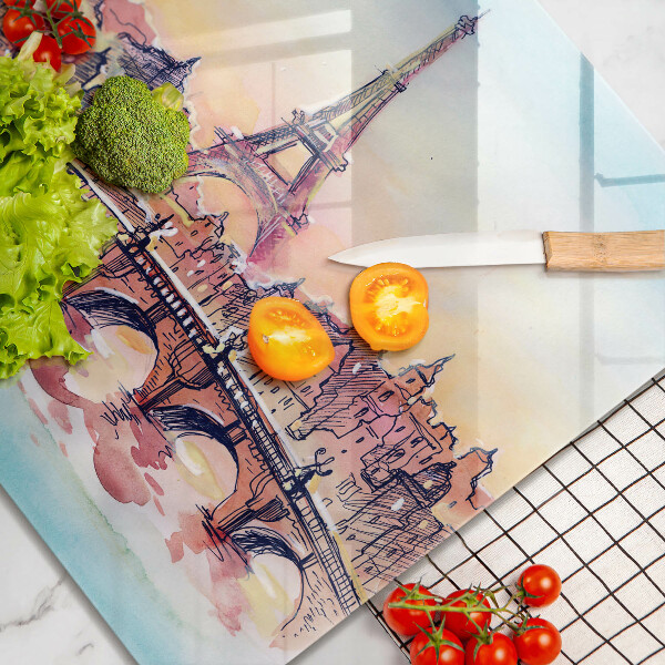 Tűzhelyvédő üveglap Párizs Eiffel-torony tája