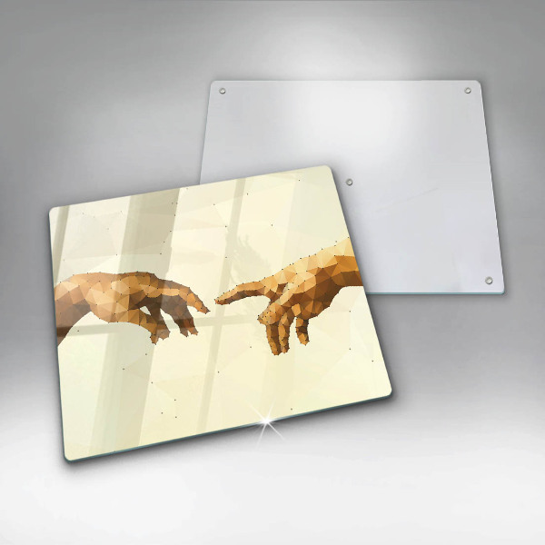 Tűzhelyvédő üveglap Ádám kezeinek teremtése