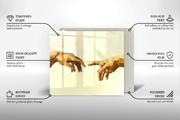 Tűzhelyvédő üveglap Ádám kezeinek teremtése