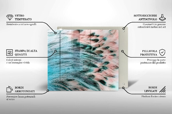 Tűzhelyvédő üveglap Boho madártollak