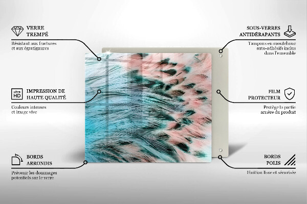 Tűzhelyvédő üveglap Boho madártollak