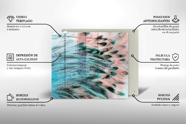 Tűzhelyvédő üveglap Boho madártollak