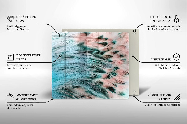 Tűzhelyvédő üveglap Boho madártollak