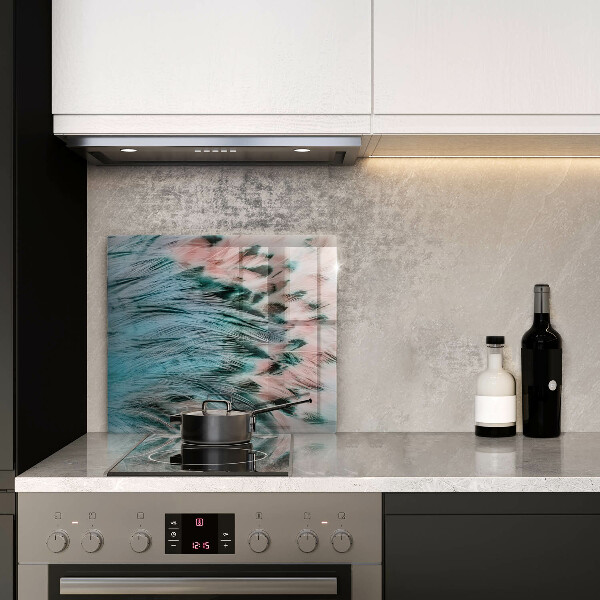 Tűzhelyvédő üveglap Boho madártollak