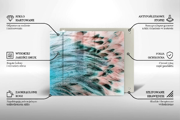 Tűzhelyvédő üveglap Boho madártollak