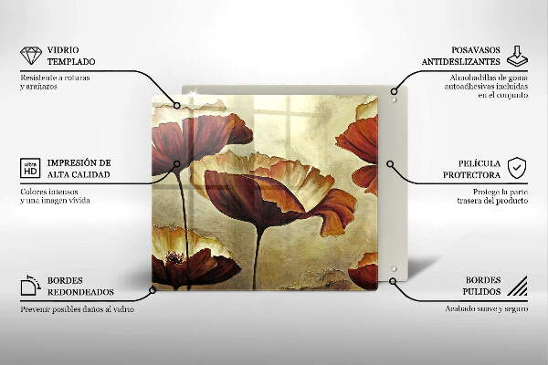 Tűzhelyvédő üveglap Festett boho virágok