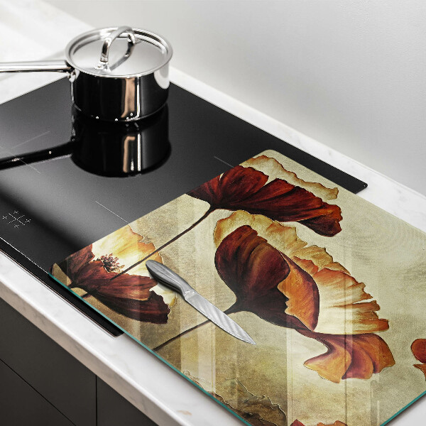 Tűzhelyvédő üveglap Festett boho virágok