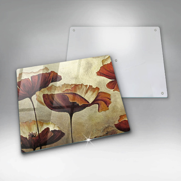 Tűzhelyvédő üveglap Festett boho virágok