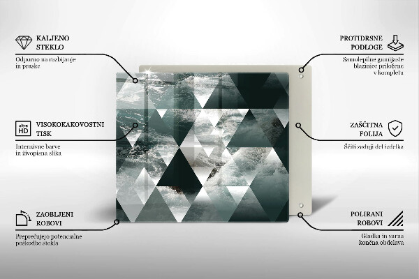 Tűzhelyvédő üveglap Háromszögek és víz
