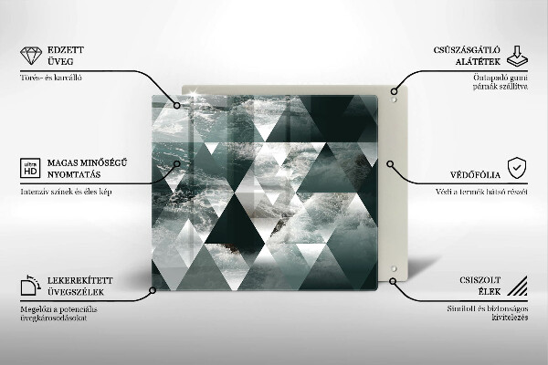 Tűzhelyvédő üveglap Háromszögek és víz