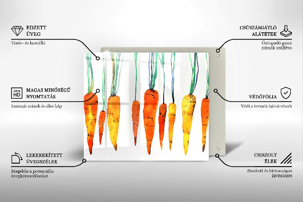 Tűzhelyvédő üveglap Sárgarépa illusztráció