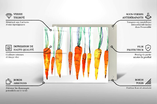 Tűzhelyvédő üveglap Sárgarépa illusztráció