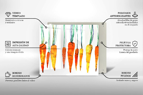 Tűzhelyvédő üveglap Sárgarépa illusztráció