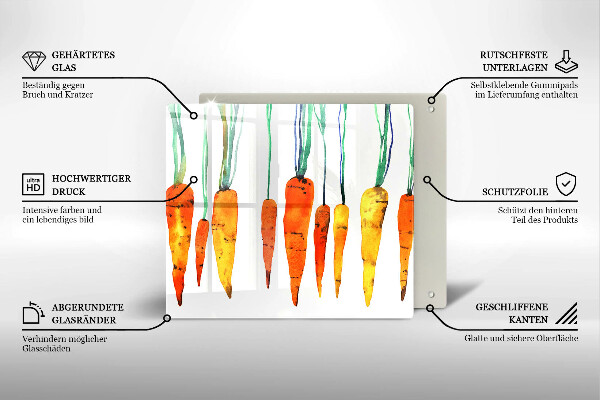 Tűzhelyvédő üveglap Sárgarépa illusztráció