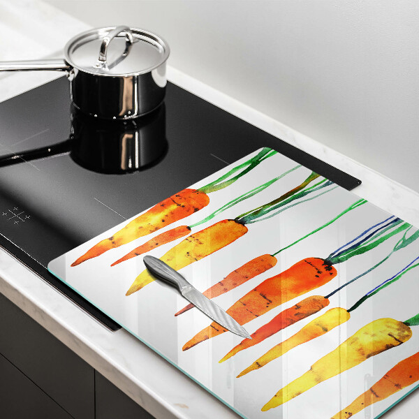 Tűzhelyvédő üveglap Sárgarépa illusztráció