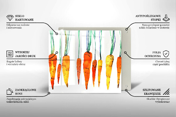 Tűzhelyvédő üveglap Sárgarépa illusztráció