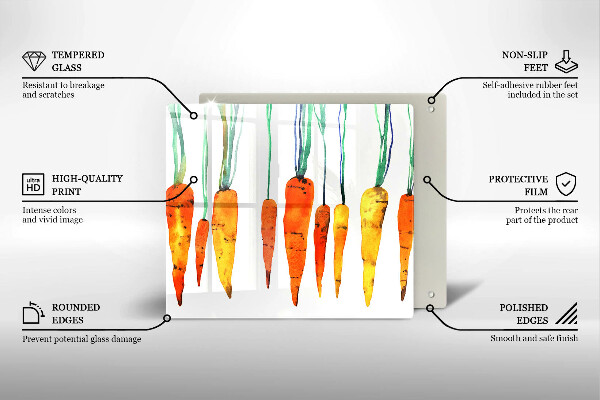 Tűzhelyvédő üveglap Sárgarépa illusztráció