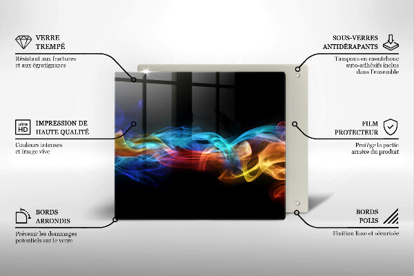 Tűzhelyvédő üveglap Színes füst
