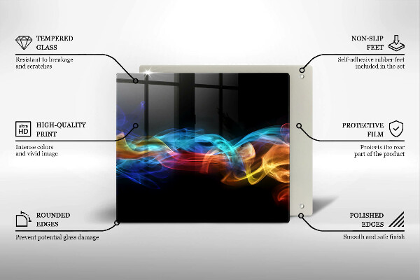 Tűzhelyvédő üveglap Színes füst