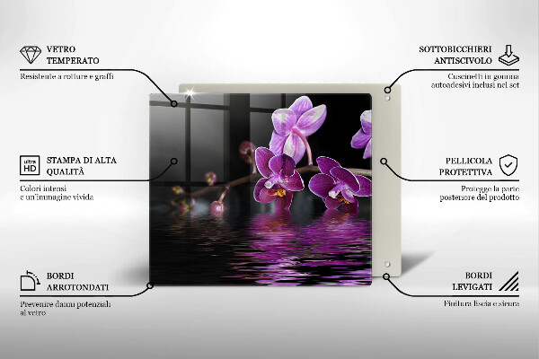Tűzhelyvédő üveglap Orchidea zen víz