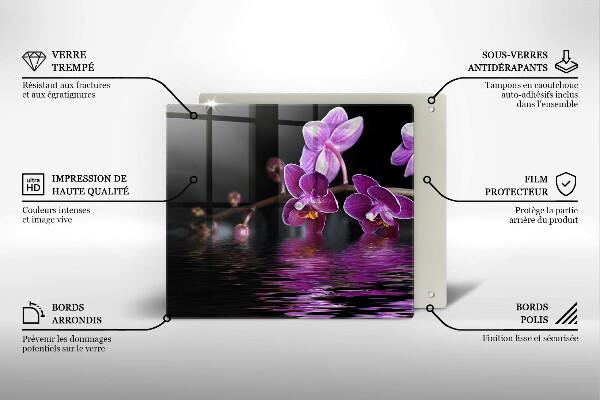 Tűzhelyvédő üveglap Orchidea zen víz