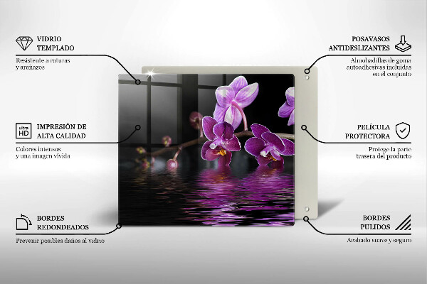 Tűzhelyvédő üveglap Orchidea zen víz
