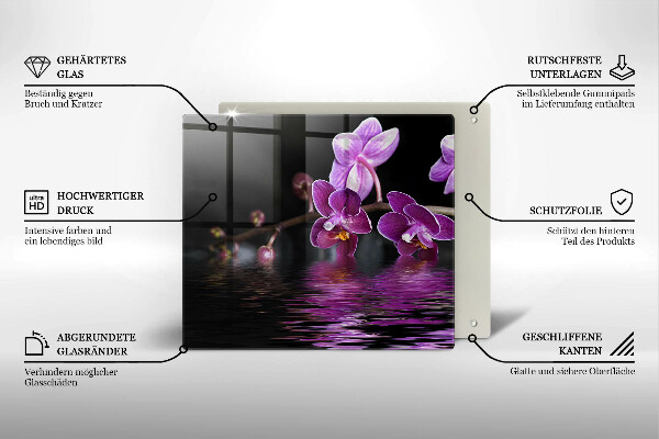 Tűzhelyvédő üveglap Orchidea zen víz