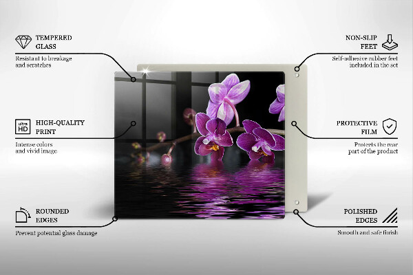 Tűzhelyvédő üveglap Orchidea zen víz