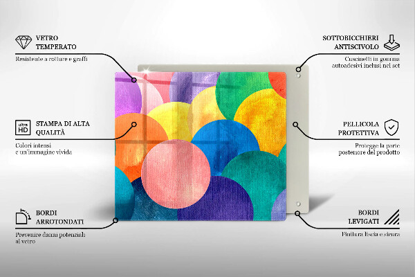 Tűzhelyvédő üveglap Színes körök