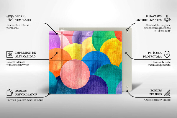 Tűzhelyvédő üveglap Színes körök