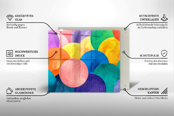 Tűzhelyvédő üveglap Színes körök