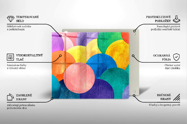 Tűzhelyvédő üveglap Színes körök