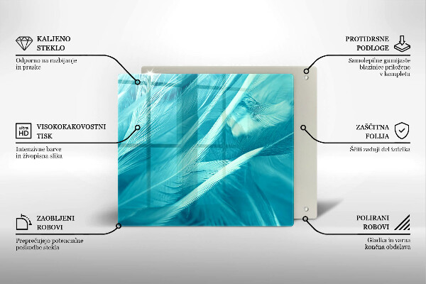 Tűzhelyvédő üveglap Finom tollak