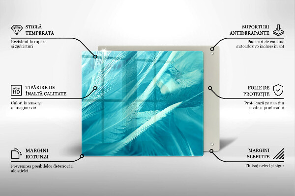 Tűzhelyvédő üveglap Finom tollak
