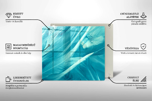 Tűzhelyvédő üveglap Finom tollak