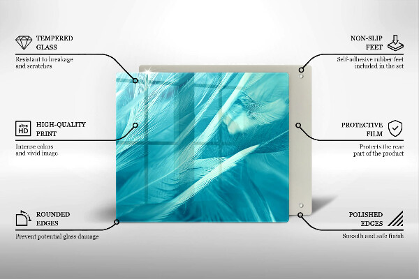 Tűzhelyvédő üveglap Finom tollak