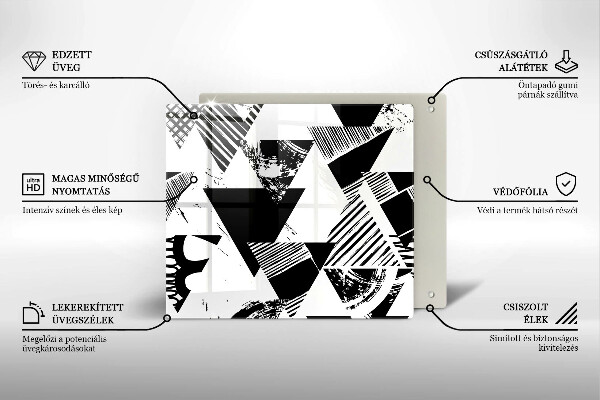 Tűzhelyvédő üveglap Geometriai háromszögek