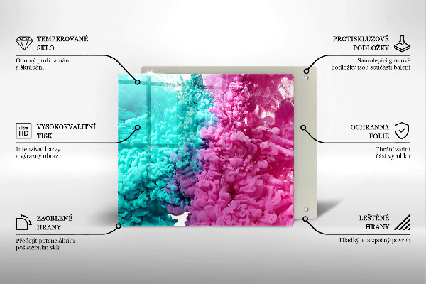 Tűzhelyvédő üveglap Türkiz-rózsaszín füst