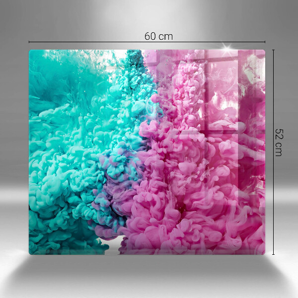 Tűzhelyvédő üveglap Türkiz-rózsaszín füst