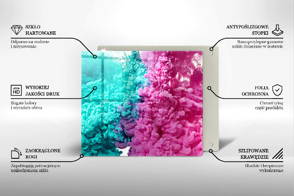 Tűzhelyvédő üveglap Türkiz-rózsaszín füst