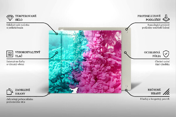 Tűzhelyvédő üveglap Türkiz-rózsaszín füst