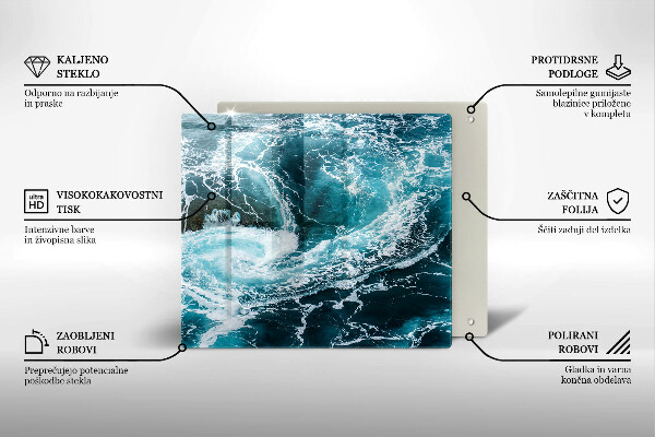 Tűzhelyvédő üveglap Habzó vízhullámok