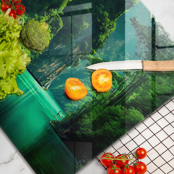 Tűzhelyvédő üveglap Lagúna táj