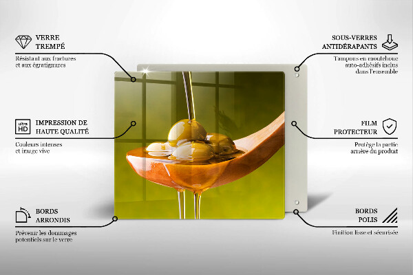 Tűzhelyvédő üveglap Olívaolaj és olívabogyó