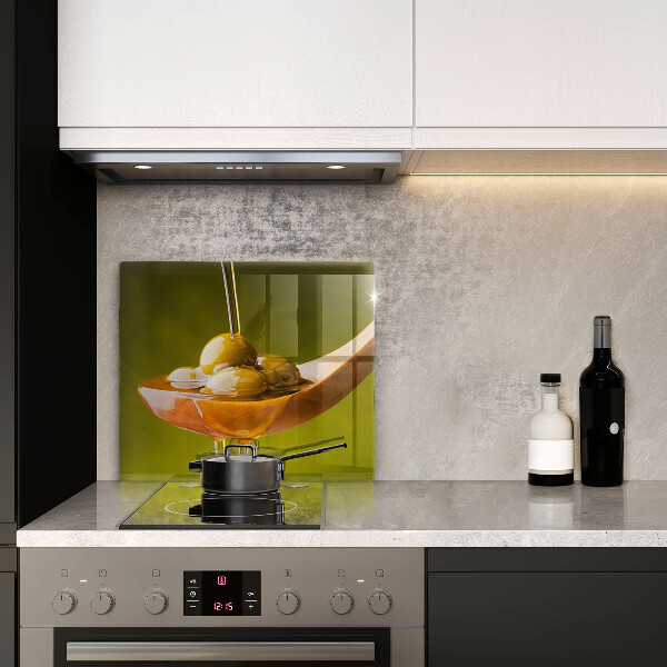 Tűzhelyvédő üveglap Olívaolaj és olívabogyó