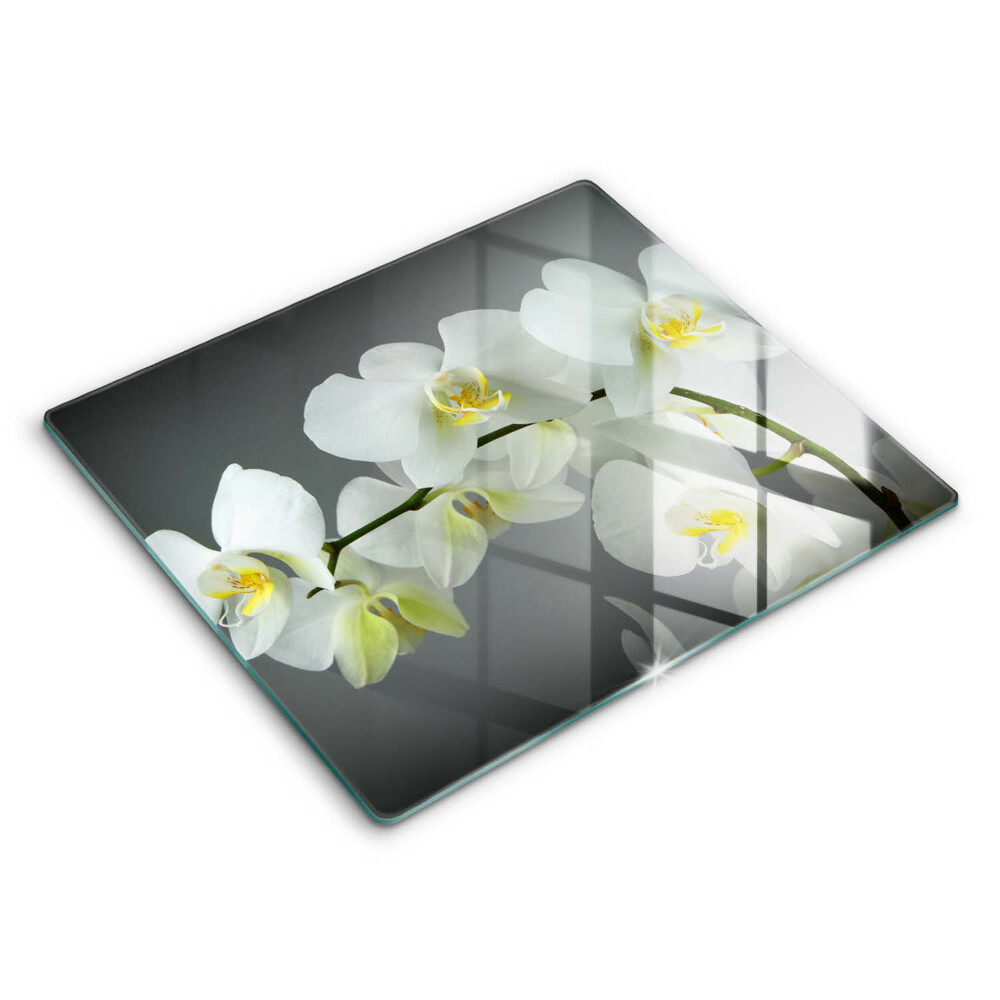 Tűzhelyvédő üveglap Fehér orchidea virágok