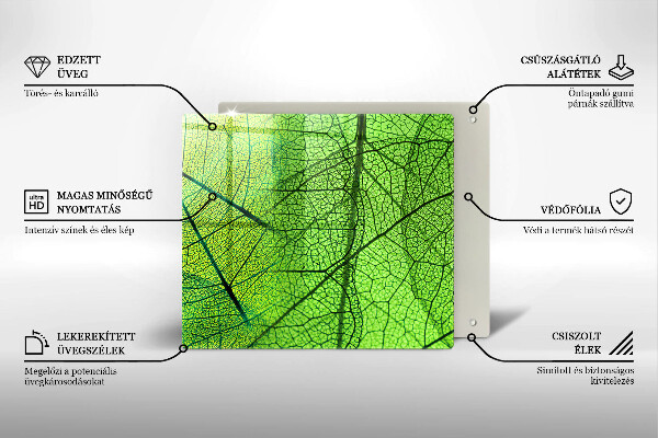 Tűzhelyvédő üveglap Természetes levélerek